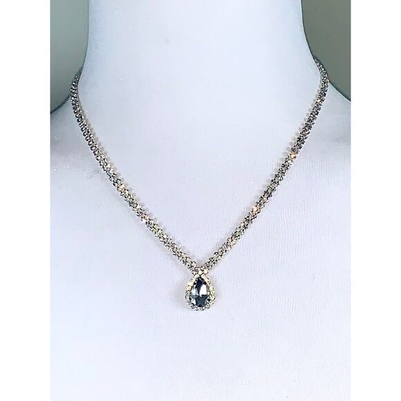 Napier Double Strand Rhinestone Teardrop Pendant Statement Necklace NWT - Picture 1 of 6